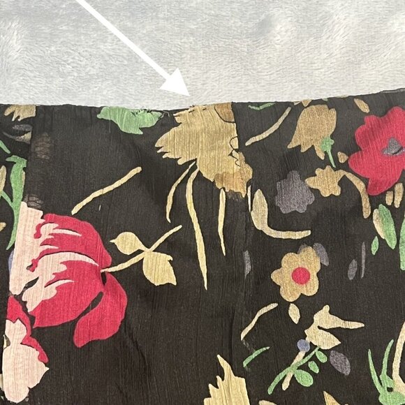 Lauren Ralph Lauren Ruffled Floral Georgette Skirt Size 12 Black Multi Floral - Picture 15 of 15